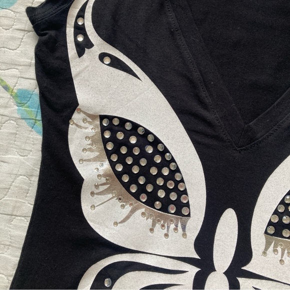 Y2K Bedazzled Low Cut Butterfly Tee 🦋 - Picture 4 of 7